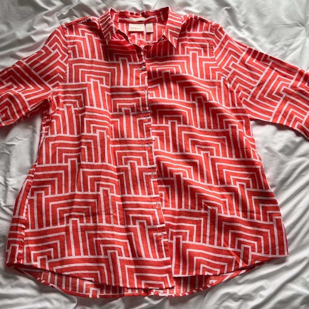 Chico's Salmon Geometric Shirt